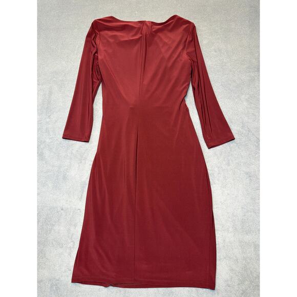 Lauren Ralph Lauren Women's Maroon 3/4 Sleeve Twist Front Jersey Dress Size 12 - Picture 9 of 9